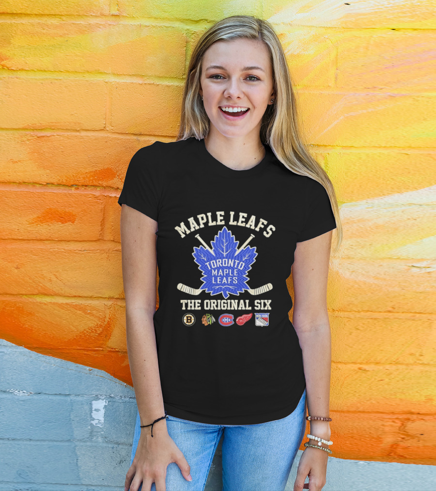 Toronto Maple Leafs The Original Six NHL Hockey Teams Logos T-Shirt
