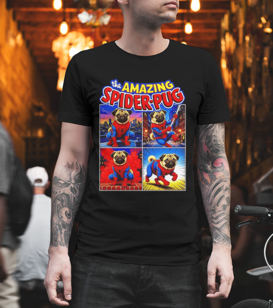 The Amazing Spider Pug Marvel Spider Man Parody Comic T-Shirt