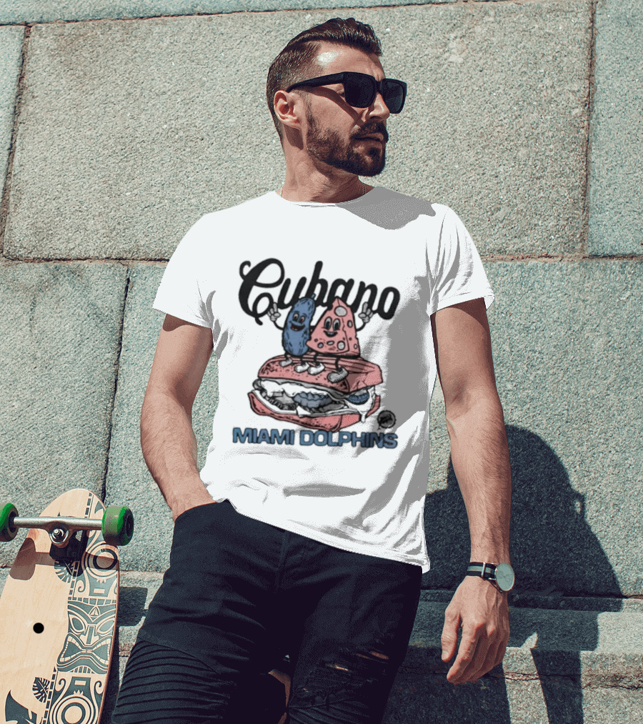 Cubano Miami Dolphins Sandwich And Characters T-Shirt
