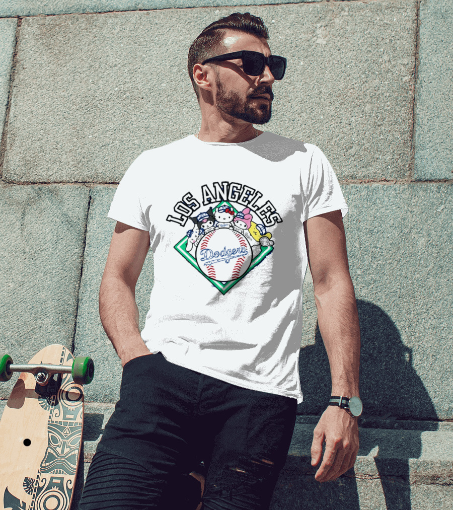Los Angeles Dodgers Hello Kitty Friends Night Characters T-Shirt