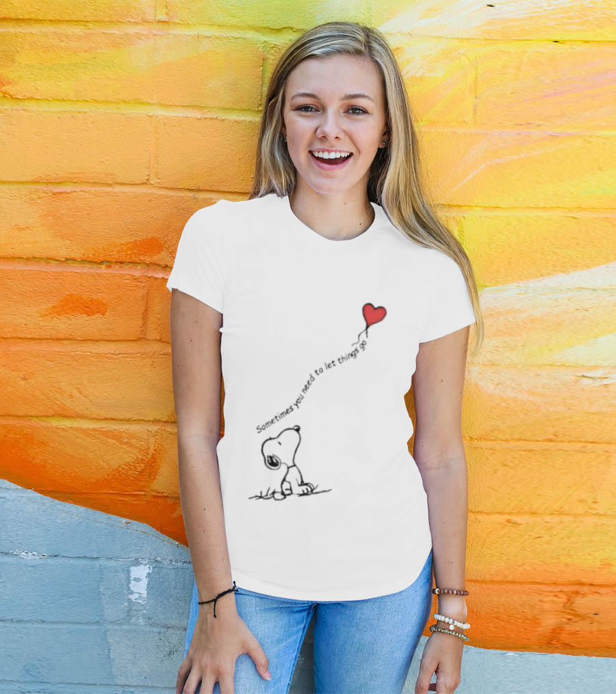 Snoopy Sometimes You Need To Let Things Go Heart Balloon Peanuts T-Shirt