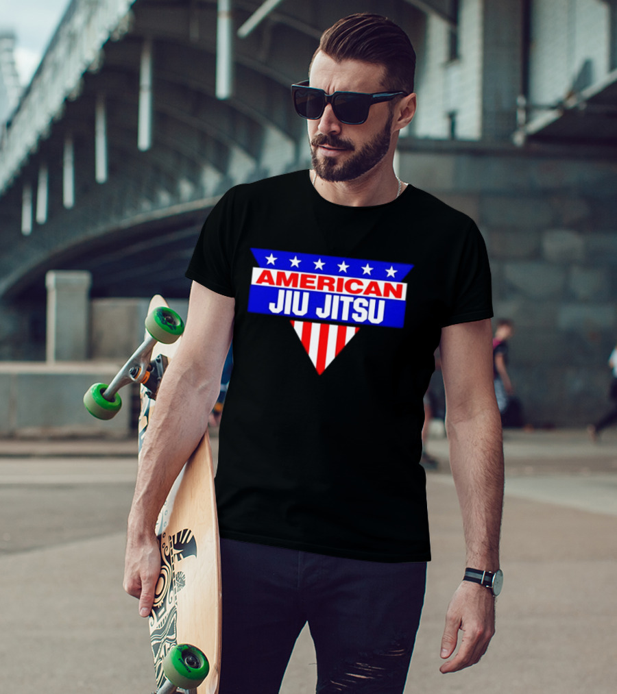 American Jiu Jitsu Stars And Stripes BJJ Martial Arts Grappling T-Shirt
