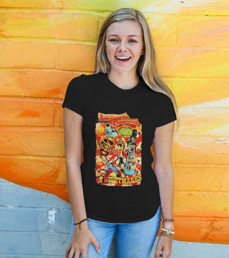 Infernal Carnival Of Nightmares Universal Orlando Halloween Horror Nights 35 Spooky Clown And Ghostly Characters T-Shirt