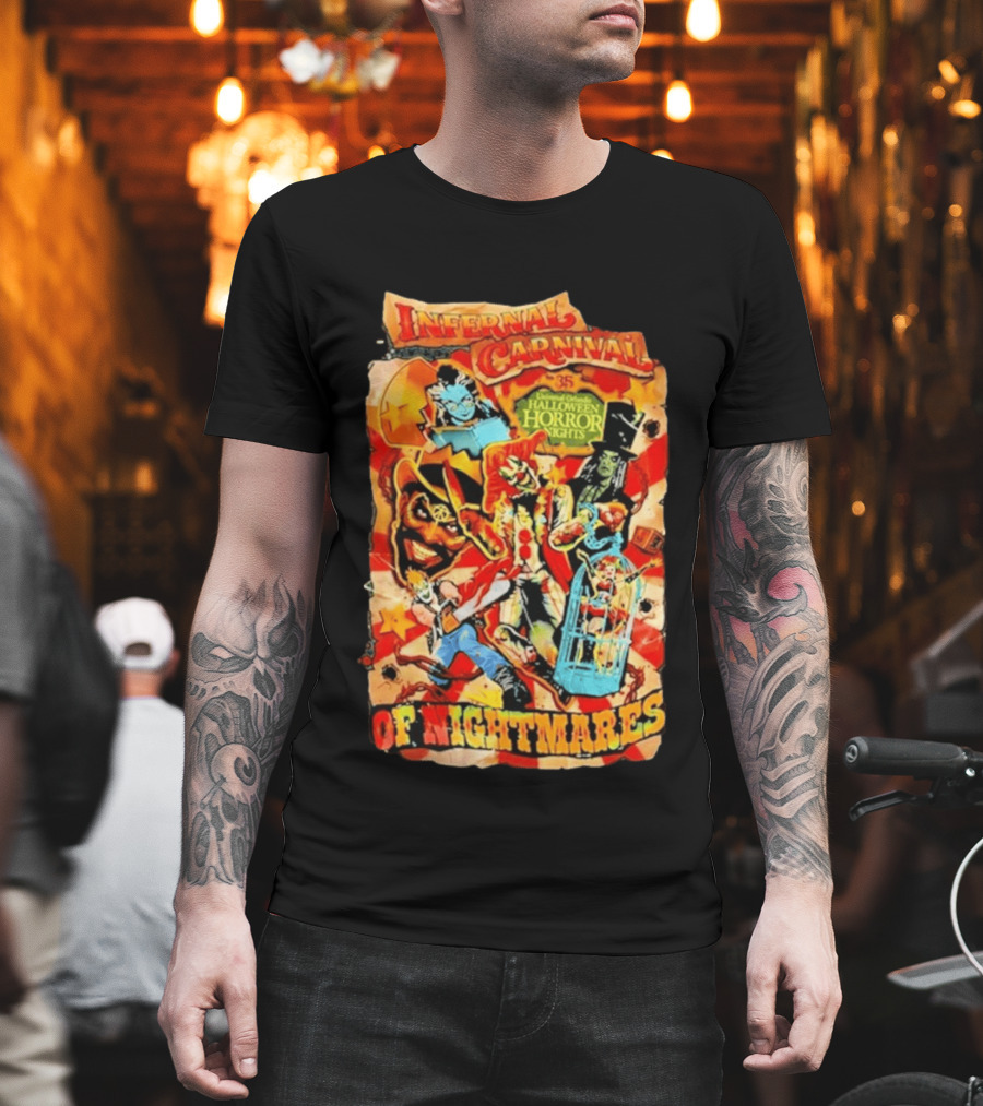 Infernal Carnival Of Nightmares Universal Orlando Halloween Horror Nights 35 Spooky Clown And Ghostly Characters T-Shirt