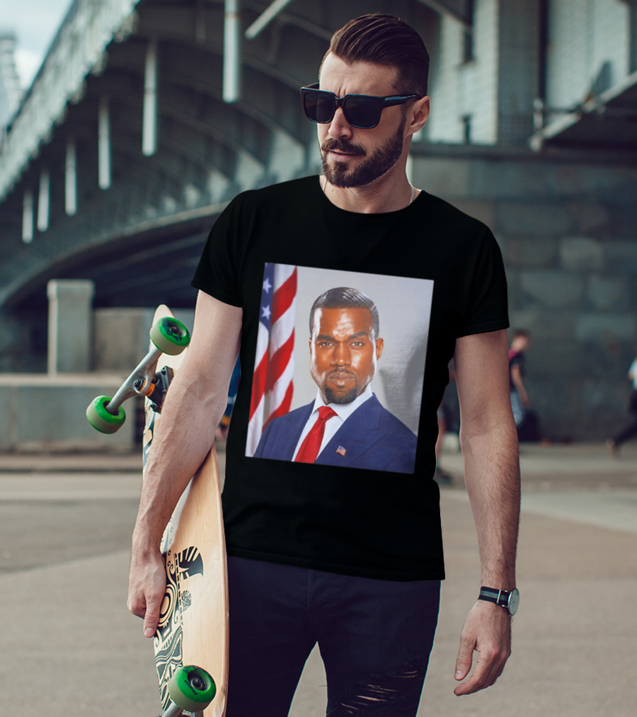 Kanye West Ye Political Portrait American Flag Suit And Tie T-Shirt