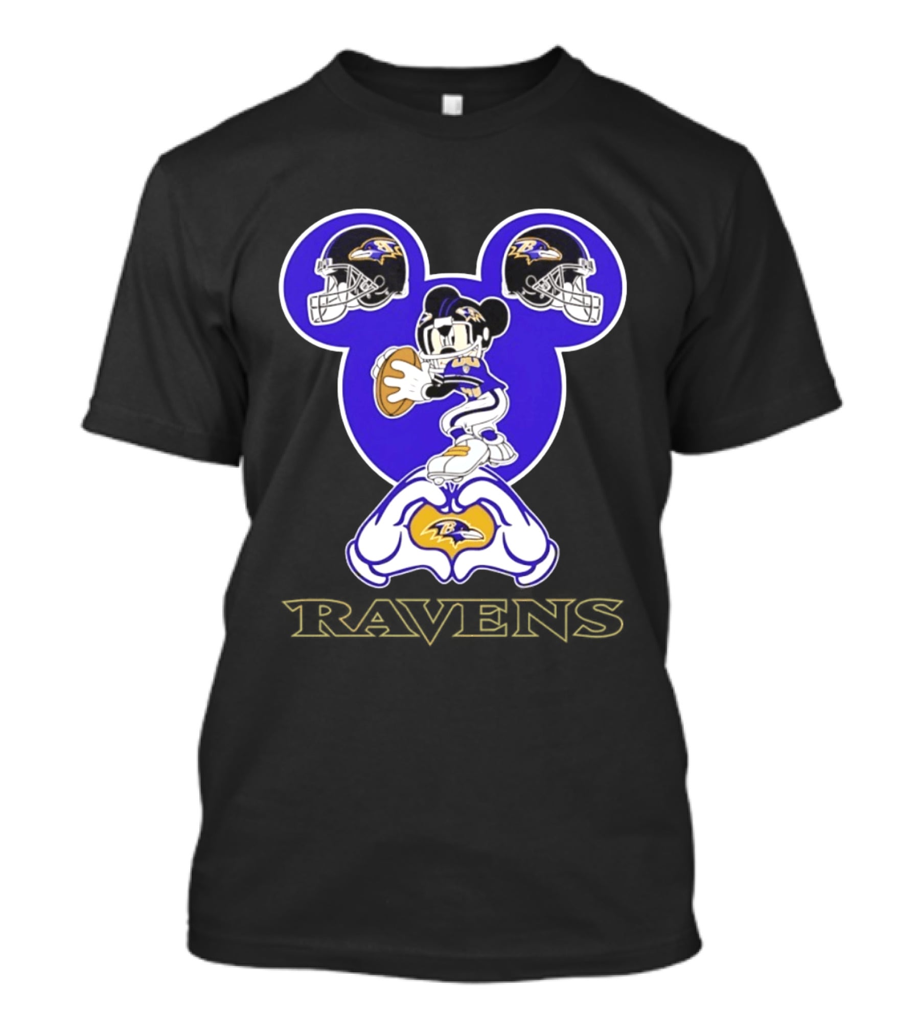 Mickey Mouse Baltimore Ravens Football Love Ravens Helmets T-Shirt