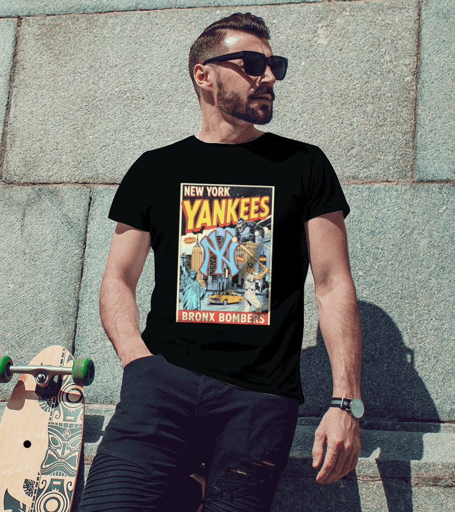 New York Yankees Bronx Bombers King Kong Baseball Statue Of Liberty Taxi Skyline T-Shirt