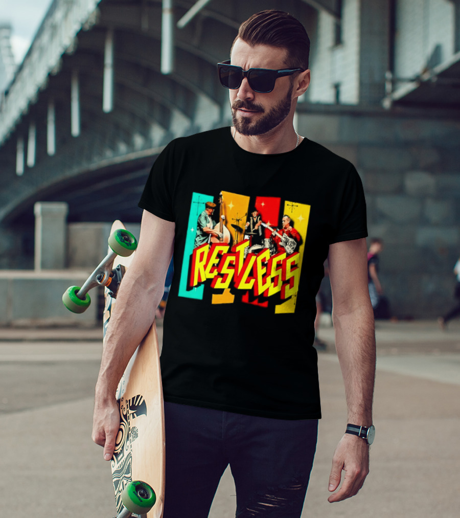 Restless Band Rockabilly Psychobilly Music Members Colorful Performance T-Shirt