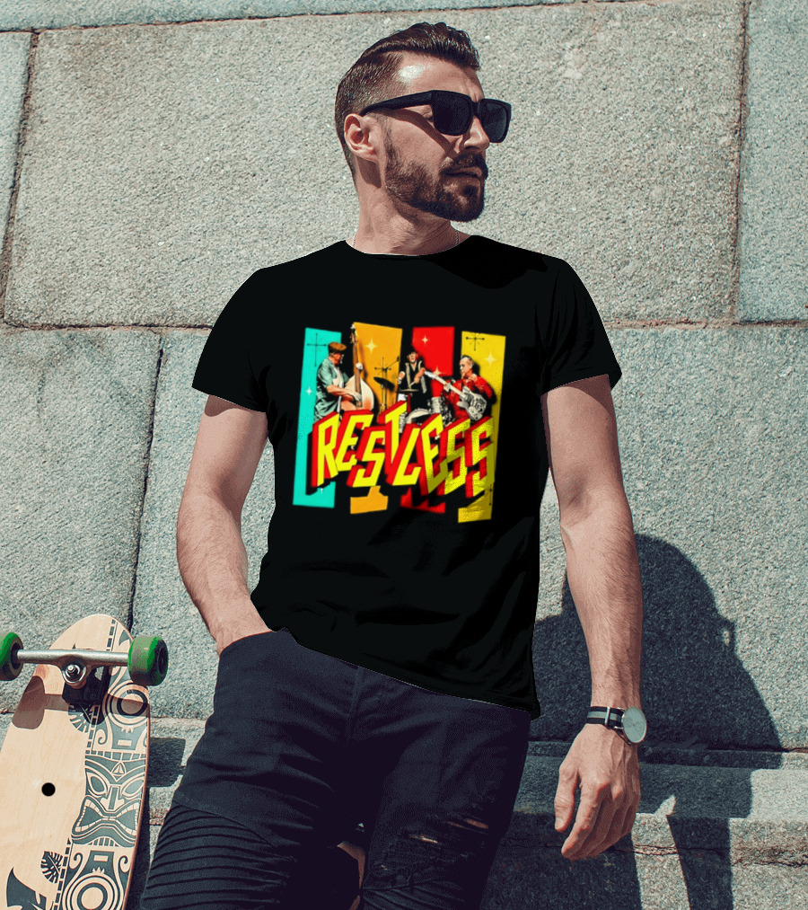 Restless Band Rockabilly Psychobilly Music Members Colorful Performance T-Shirt