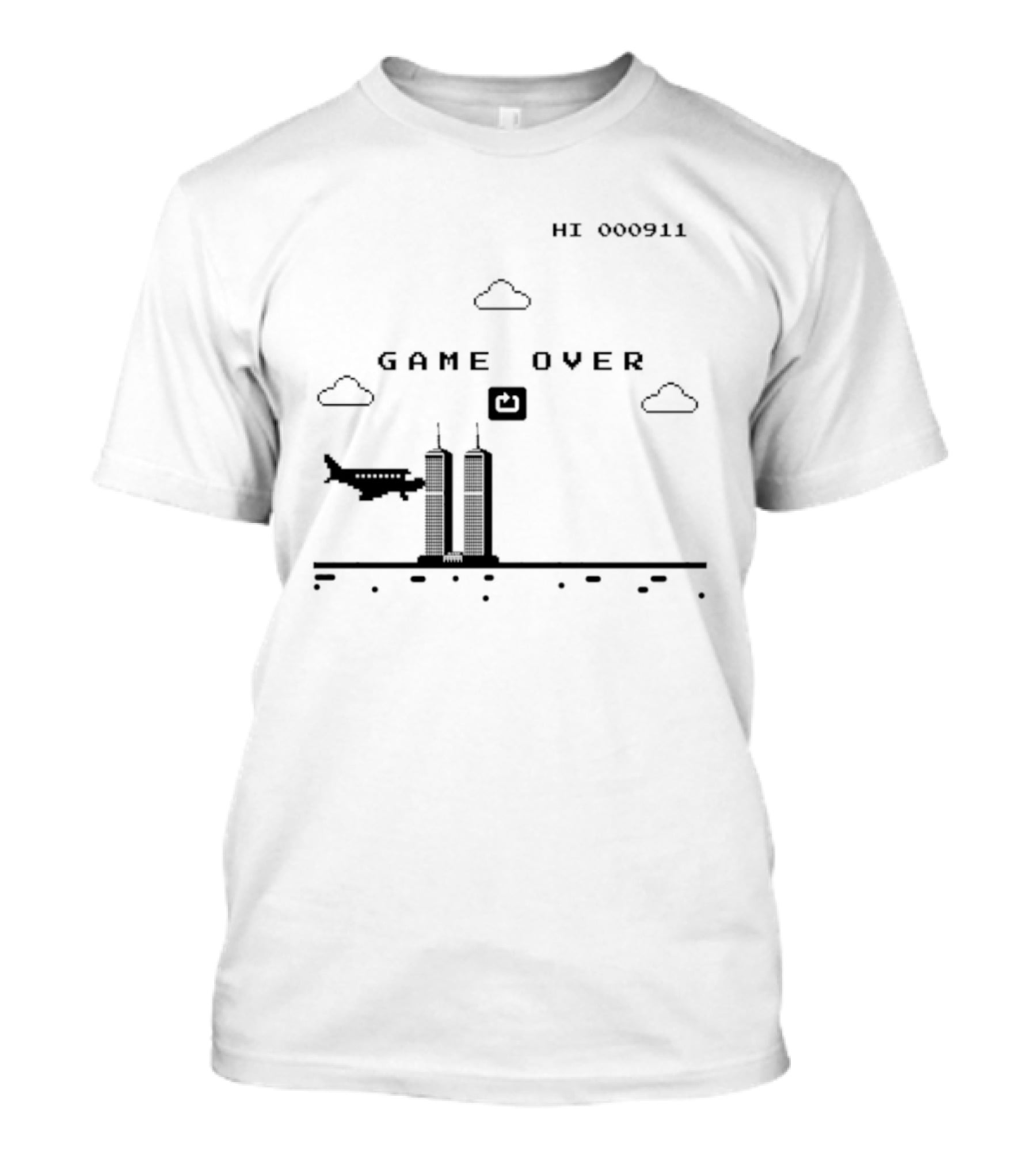 Game Over Hi 000911 Pixel 911 Twin Towers T-Shirt