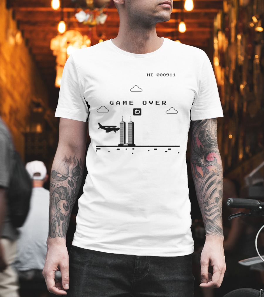 Game Over Hi 000911 Pixel 911 Twin Towers T-Shirt