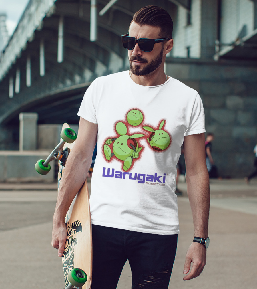 Warugaki Robotics Green Robot Trio Cartoon T-Shirt