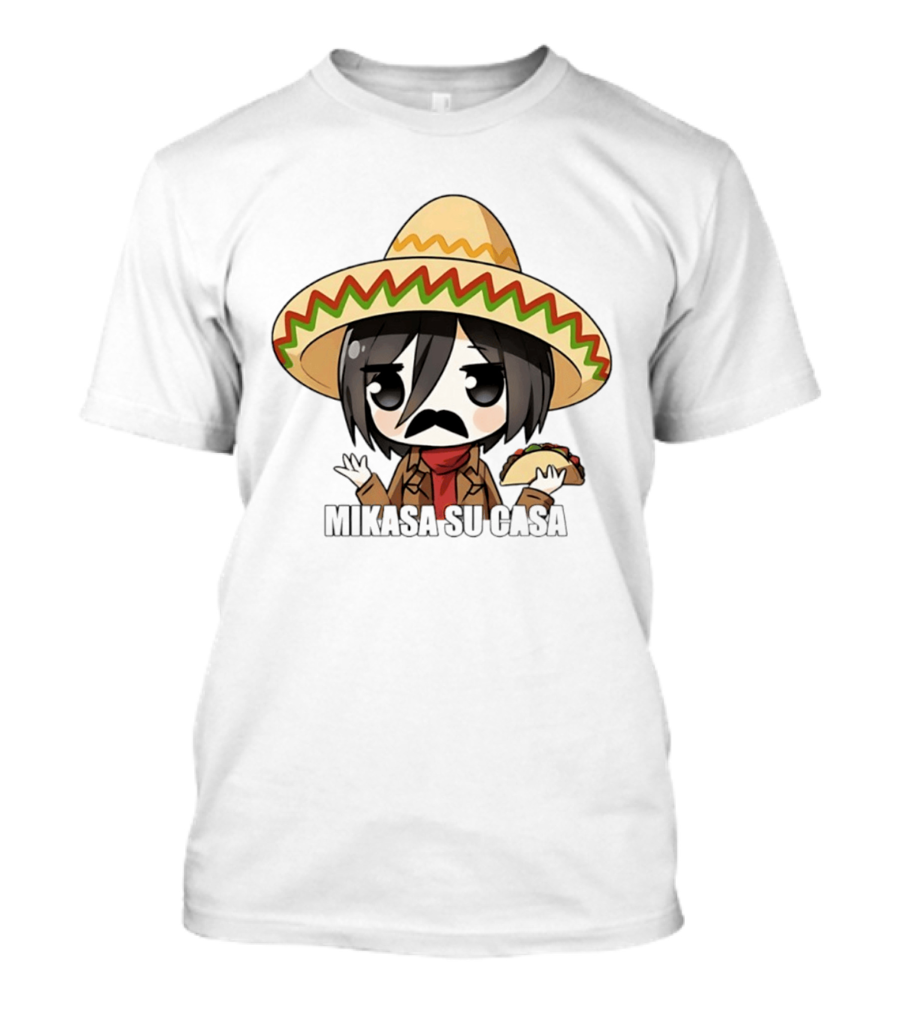 Mikasa Su Casa Funny Anime Taco Sombrero Mikasa Ackerman T-Shirt
