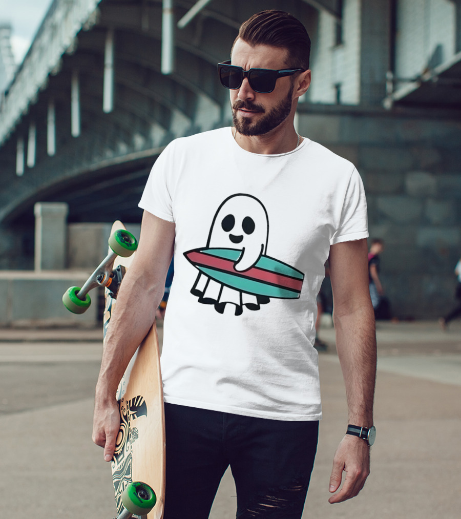 Ghost With Surfboard Adventure Surfing Ghost Fun T-Shirt