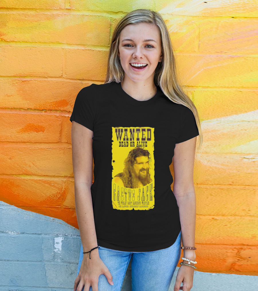 Jamie Hayter Iconic Cactus Jack Wanted Dead Or Alive Yellow T-Shirt