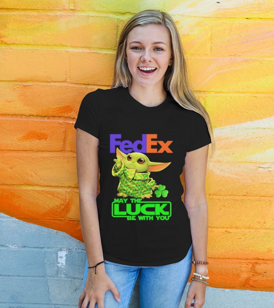 FedEx Baby Yoda May The Luck Be With You Clover T-Shirt