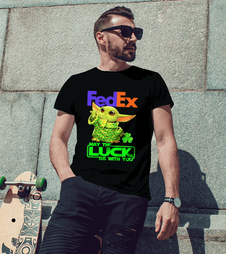 FedEx Baby Yoda May The Luck Be With You Clover T-Shirt