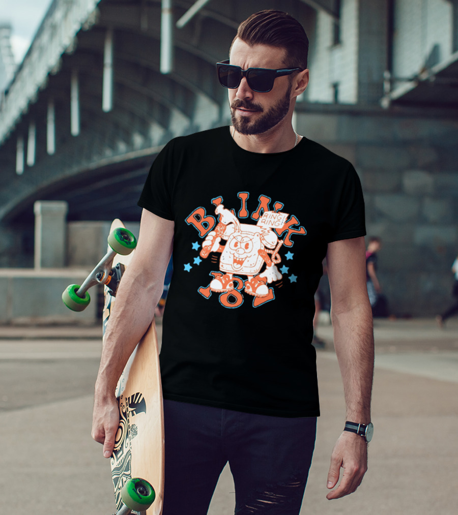 Blink 182 Ring Ring Cartoon Telephone Character With Stars T-Shirt