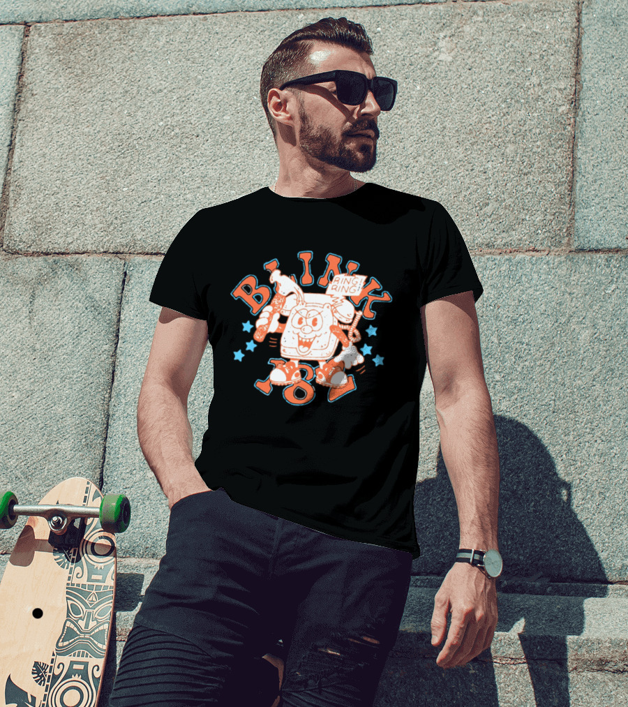 Blink 182 Ring Ring Cartoon Telephone Character With Stars T-Shirt