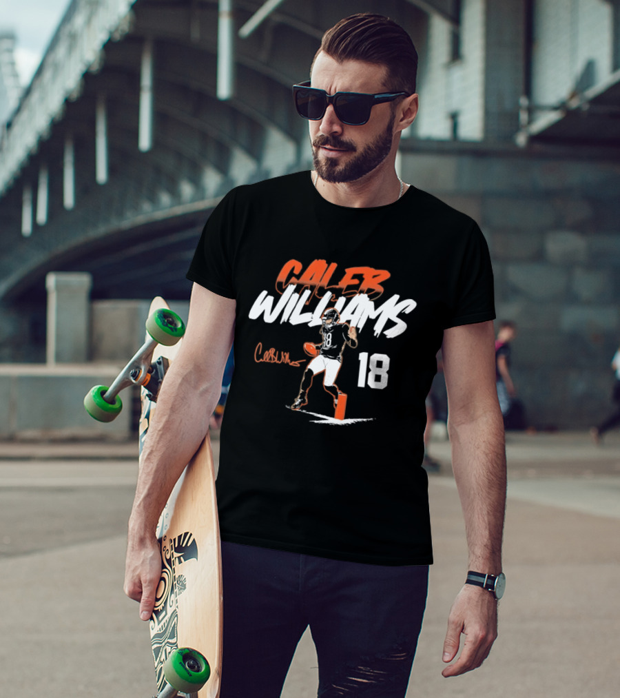 Caleb Williams 18 Chicago Bears 2026 Quarterback Pose T-Shirt