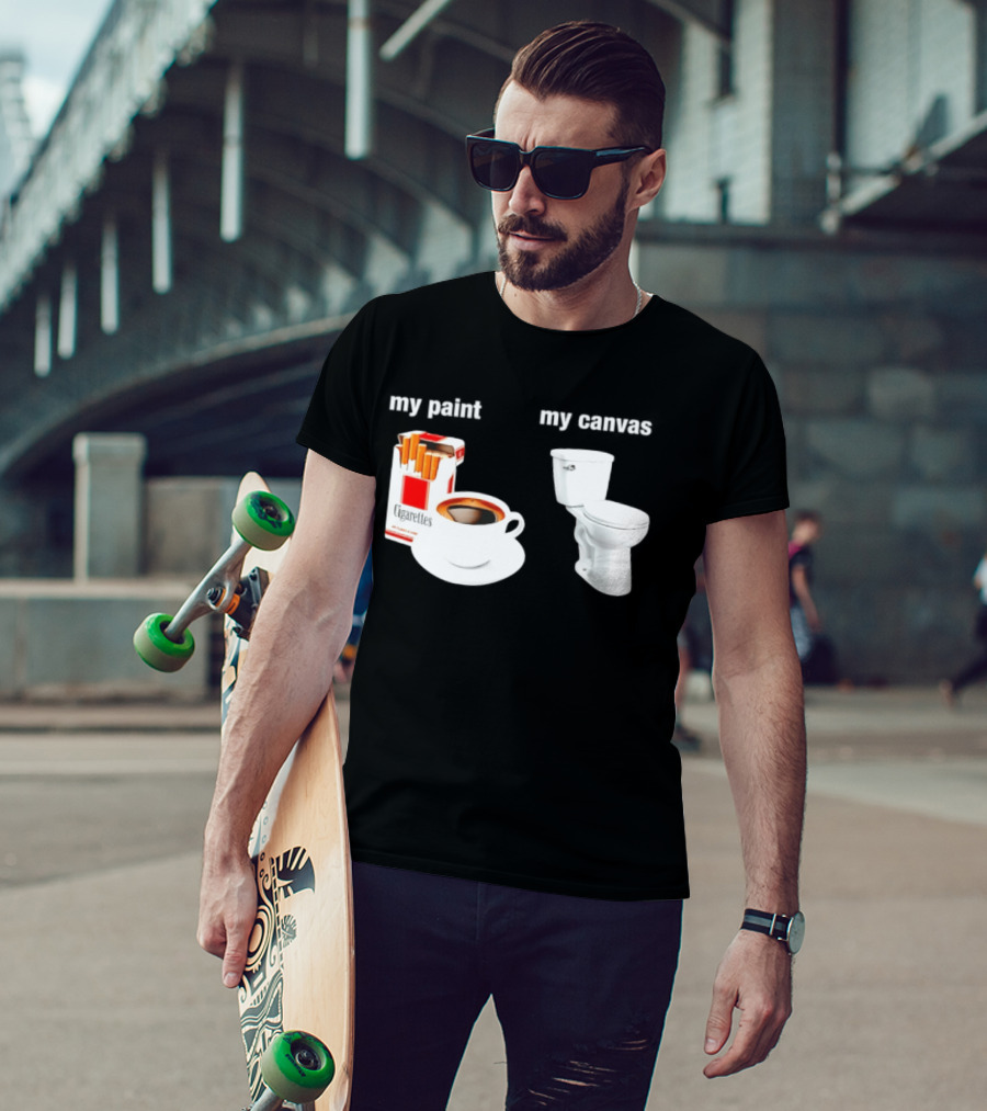 Cigarettes Coffee Toilet Funny Morning Routine T-Shirt