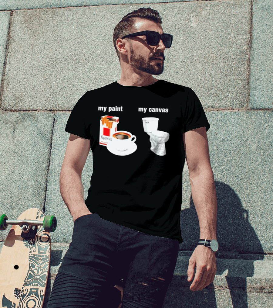 Cigarettes Coffee Toilet Funny Morning Routine T-Shirt