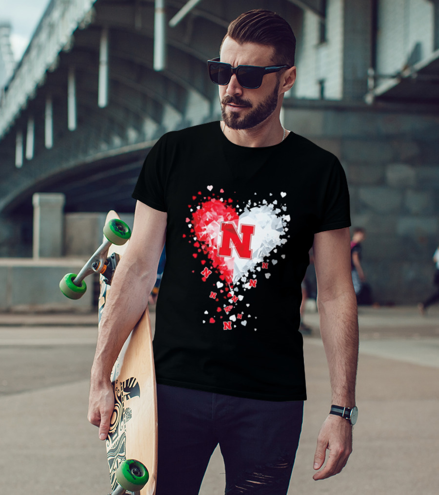 Nebraska Cornhuskers Heart Diamond Red N 2026 NCAA T-Shirt