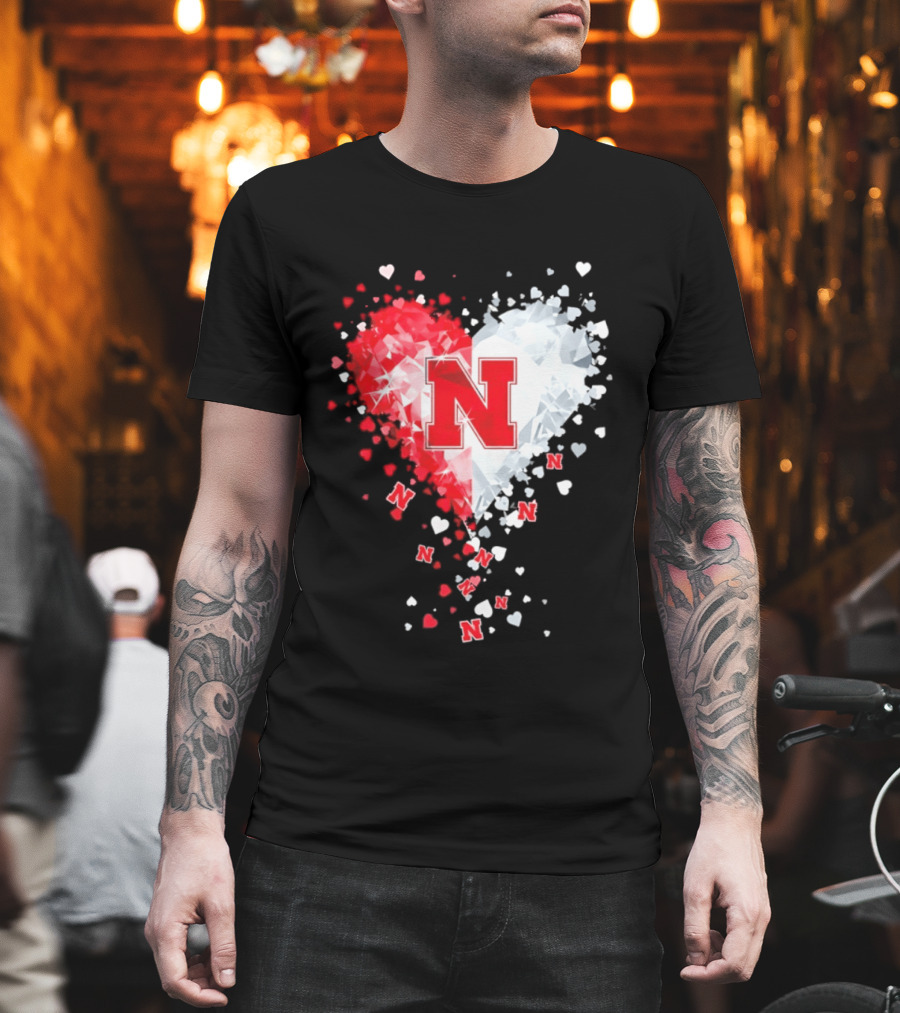 Nebraska Cornhuskers Heart Diamond Red N 2026 NCAA T-Shirt