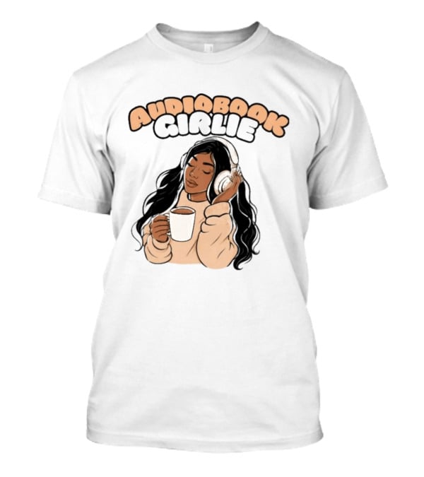 Audiobook Girlie Cozy Listening With Coffee And Headphones T-Shirt