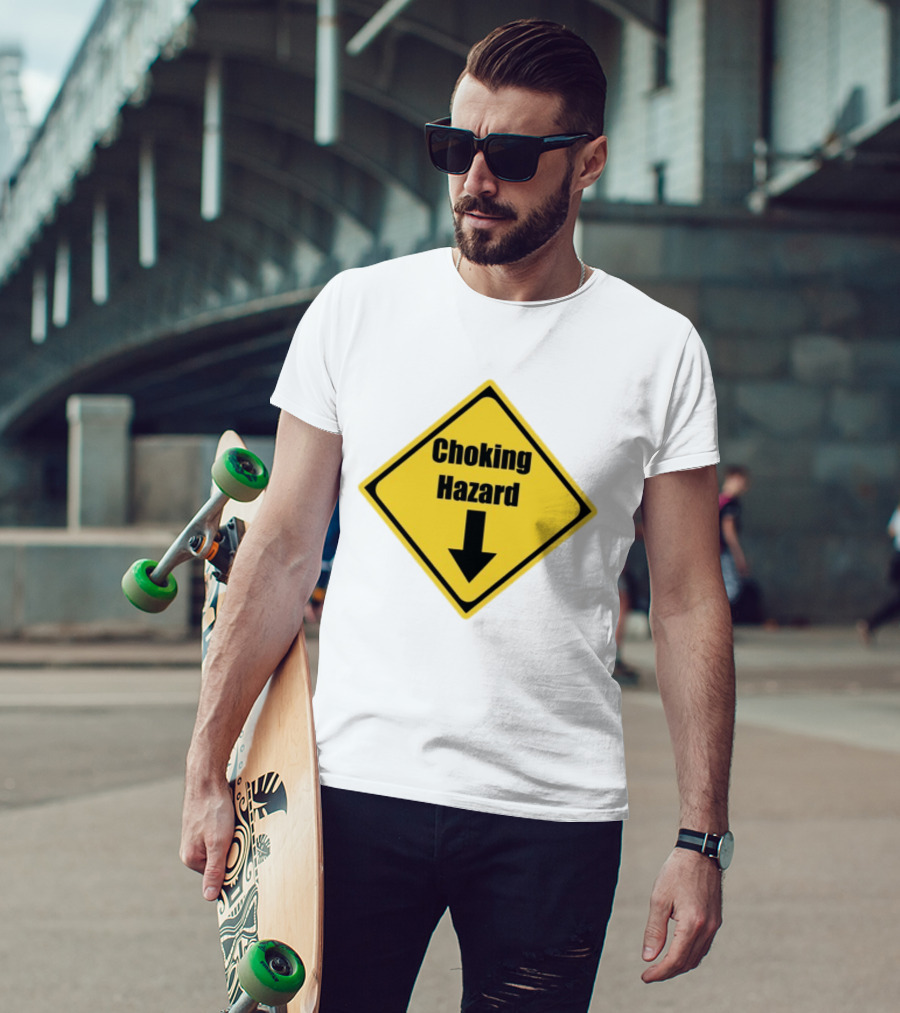 Choking Hazard Warning Sign Down Arrow T-Shirt