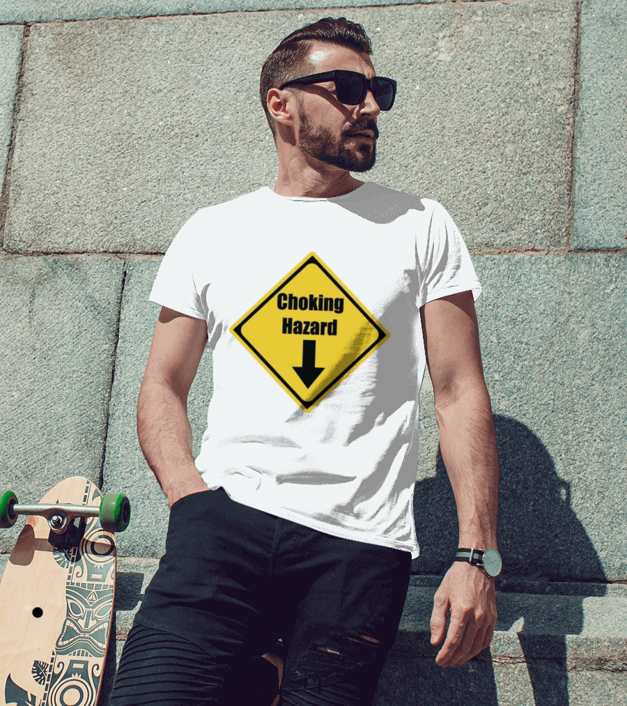 Choking Hazard Warning Sign Down Arrow T-Shirt