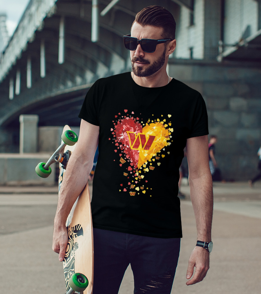 Washington Commanders Heart W Crystalized Chevron Burst T-Shirt