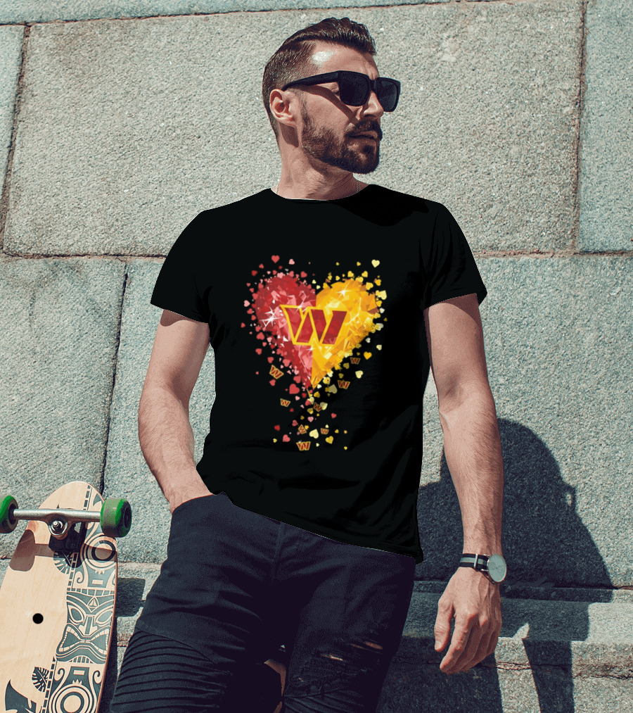 Washington Commanders Heart W Crystalized Chevron Burst T-Shirt