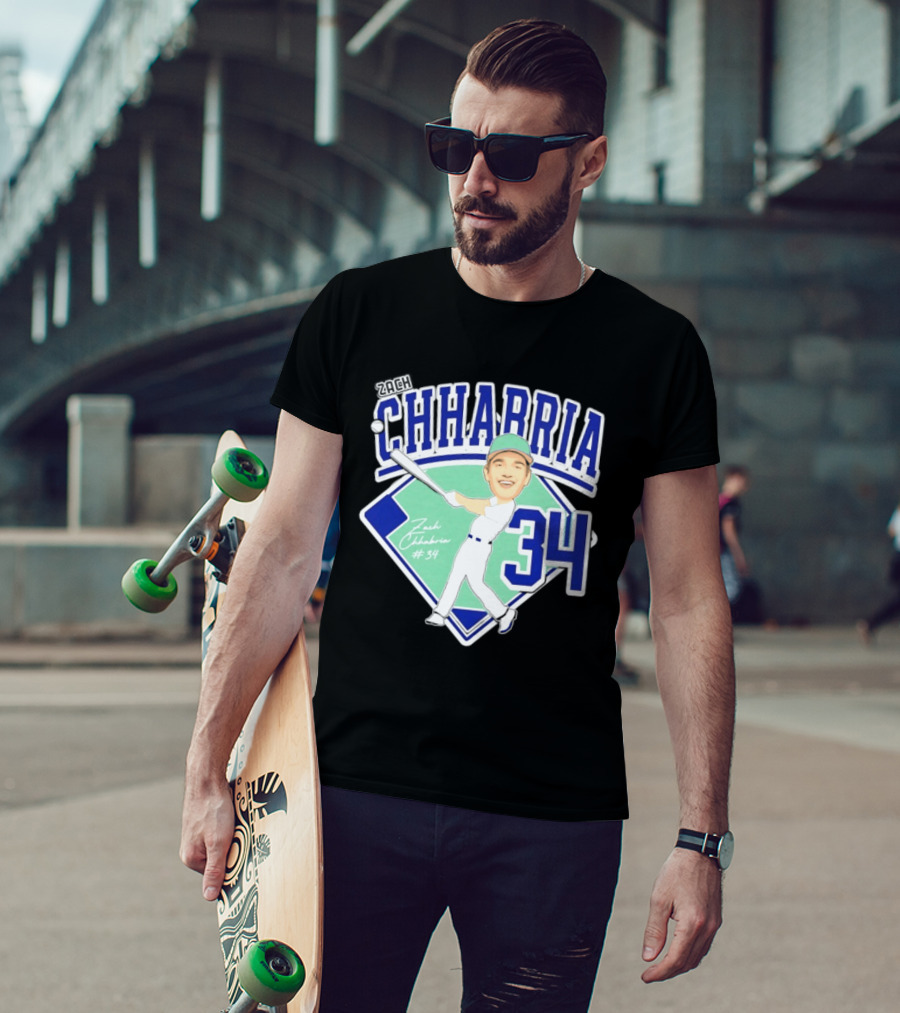 Chhabria 34 Drew University Athletics Baseball Caricature Zach Chhabria T-Shirt