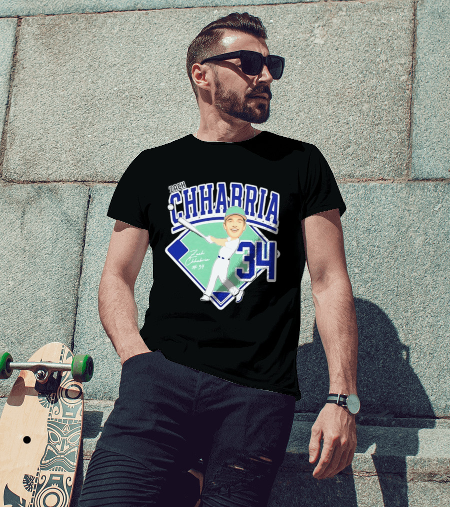 Chhabria 34 Drew University Athletics Baseball Caricature Zach Chhabria T-Shirt