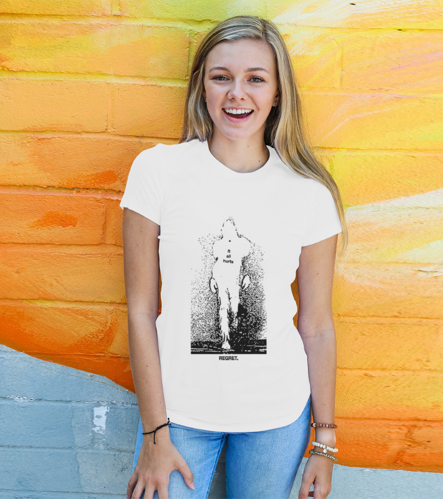 It All Hurts Regret Sadness Existential Skeleton Ghostly Figure T-Shirt