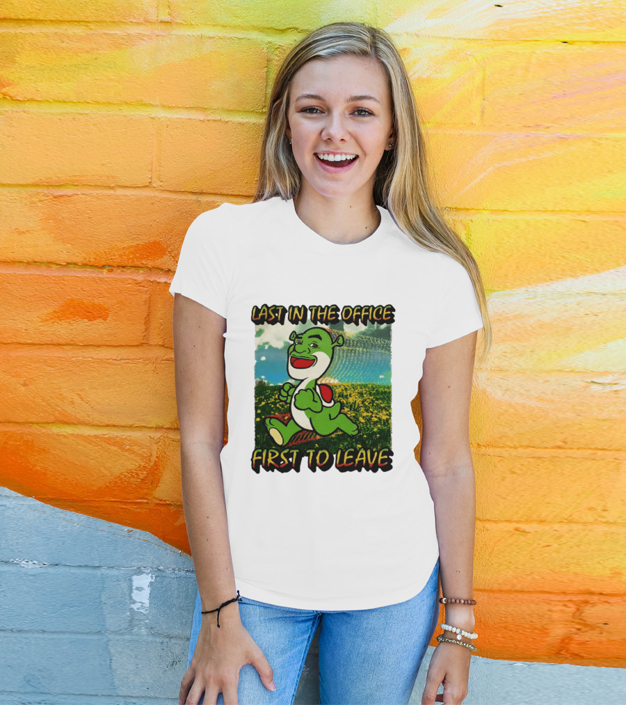 Last In The Office First To Leave Shrek Yoshi Humor T-Shirt