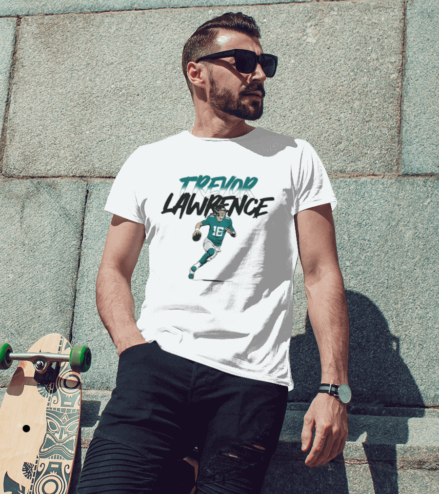 Trevor Lawrence 16 Jacksonville Jaguars Quarterback Action Pose T-Shirt