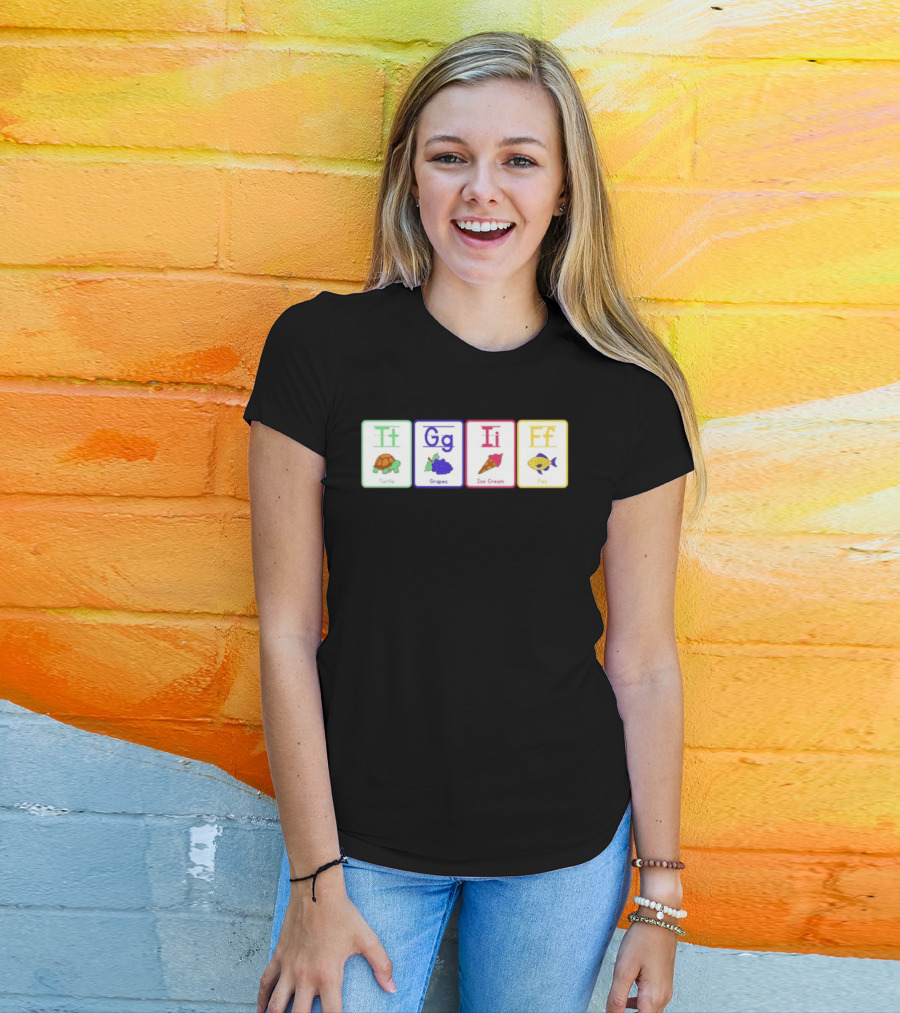 Alphabet Flashcards G I F Turtle Grapes Ice Cream Fish T-Shirt