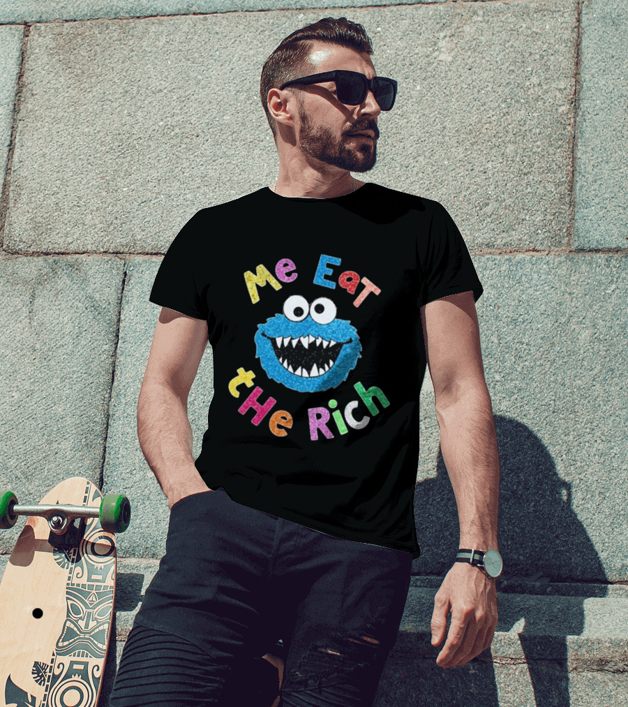 Me Eat The Rich Monster Face Colorful Letters T-Shirt