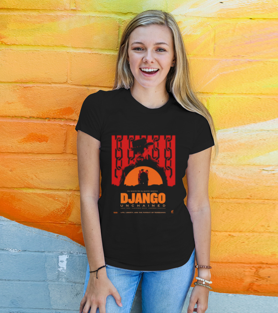 Django Unchained Life Liberty And The Pursuit Of Vengeance Red And Orange T-Shirt