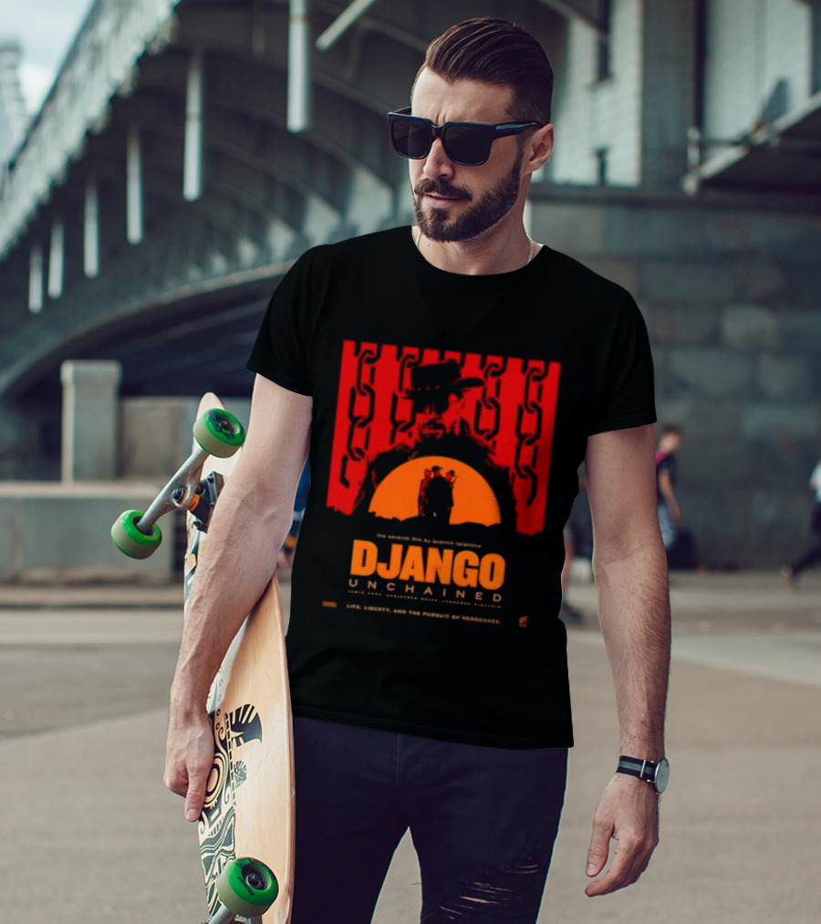 Django Unchained Life Liberty And The Pursuit Of Vengeance Red And Orange T-Shirt