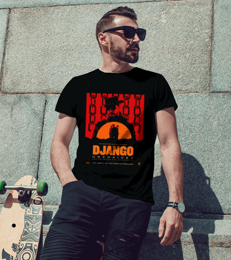 Django Unchained Life Liberty And The Pursuit Of Vengeance Red And Orange T-Shirt