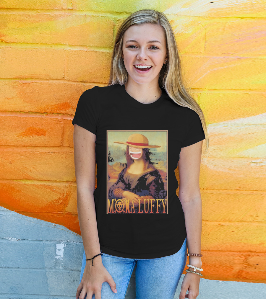 Mona Luffy Anime Mashup Mona Lisa T-Shirt