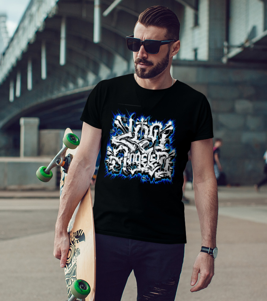 Gangster Streetwear Graffiti Urban White Blue Flame T-Shirt