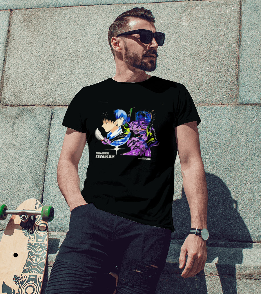 Neon Genesis Evangelion Shinji Ikari Rei Ayanami Eva Unit 01 Anime Iconic Characters T-Shirt