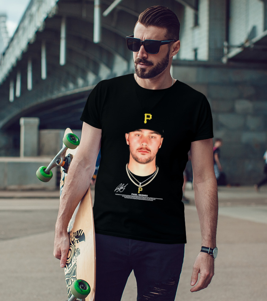 Paul Skenes Pittsburgh Pirates MLB Player Portrait And Signature T-Shirt