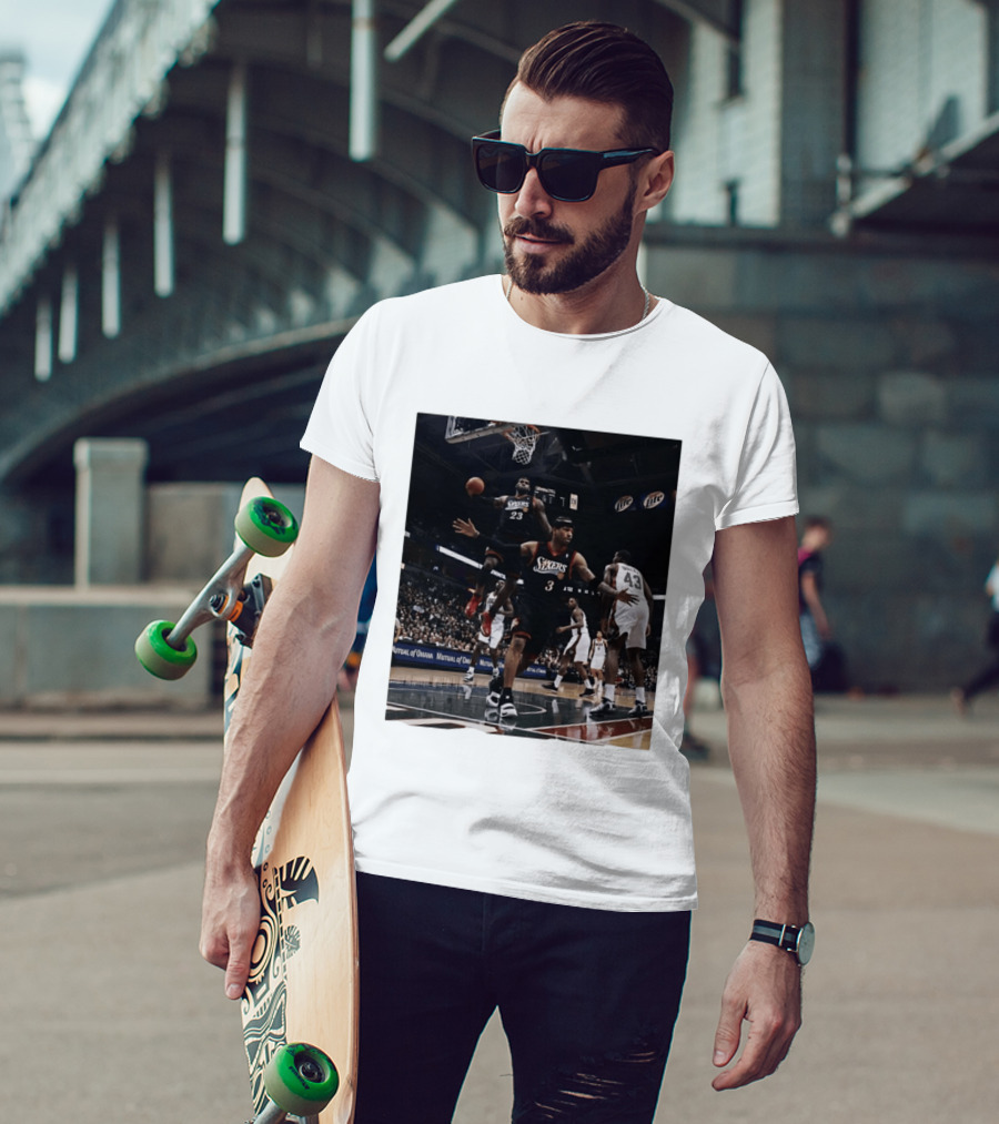 Philadelphia 76ers A.I. LeBron James Iconic Basketball Moment T-Shirt