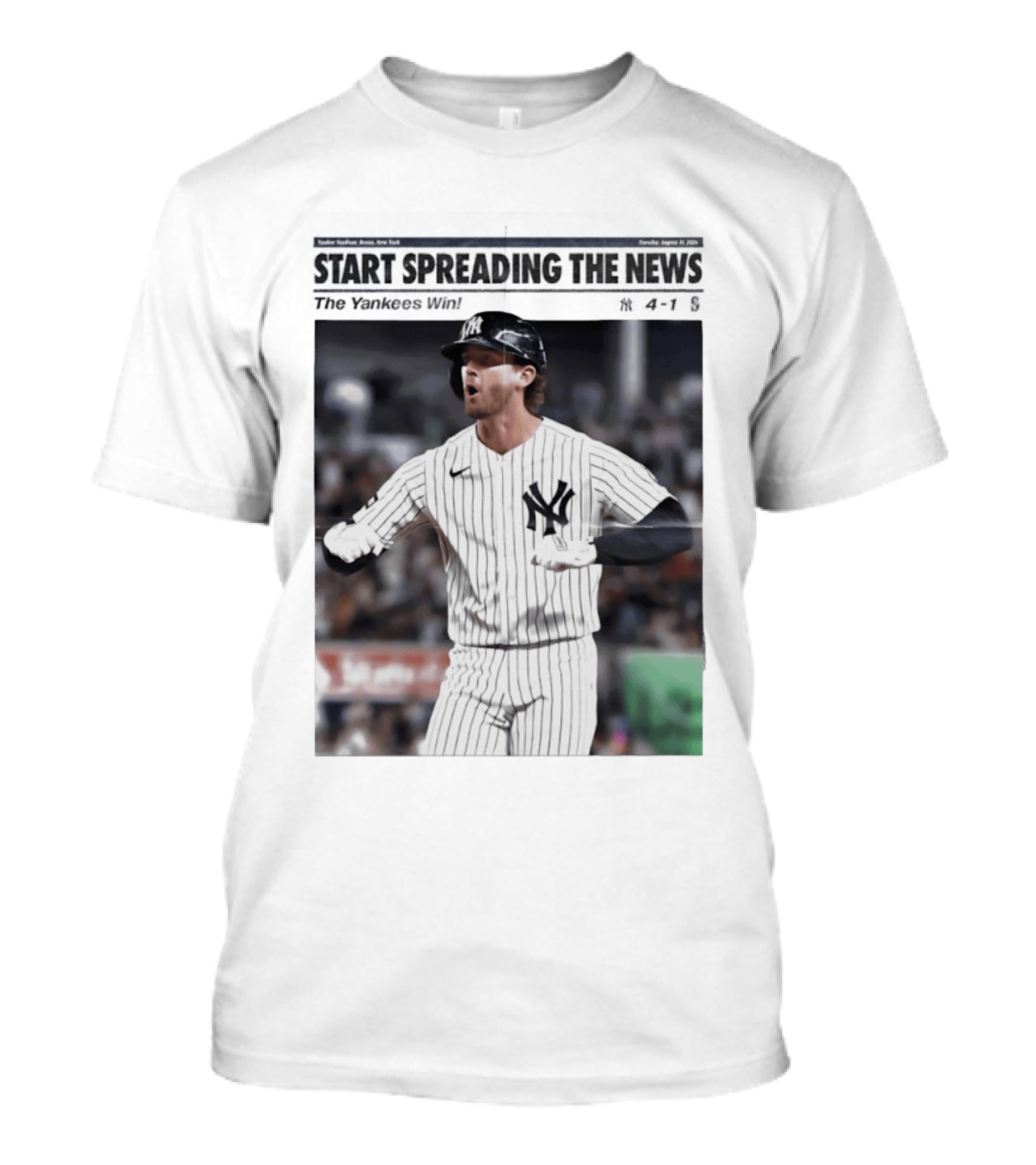 Anthony Volpe New York Yankees Start Spreading The News Pinstripe Jersey Celebration T-Shirt