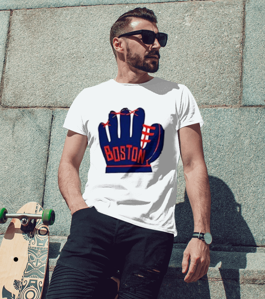 Boston Red Sox MLB Hat And Glove Baseball Club T-Shirt